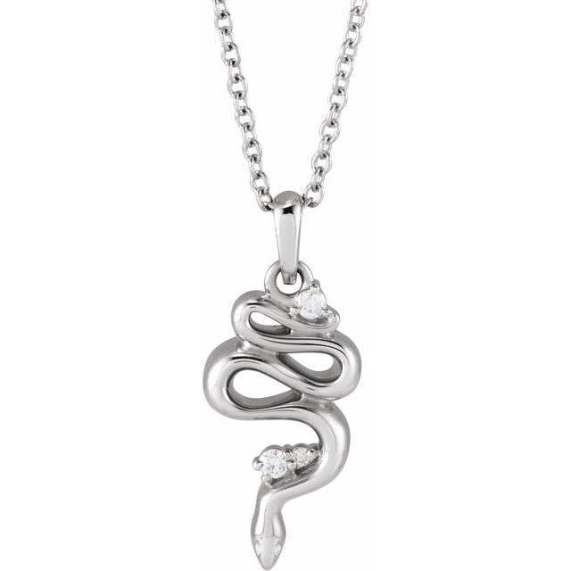 14K White .03 CTW Natural Diamond Serpent 16-18' Necklace