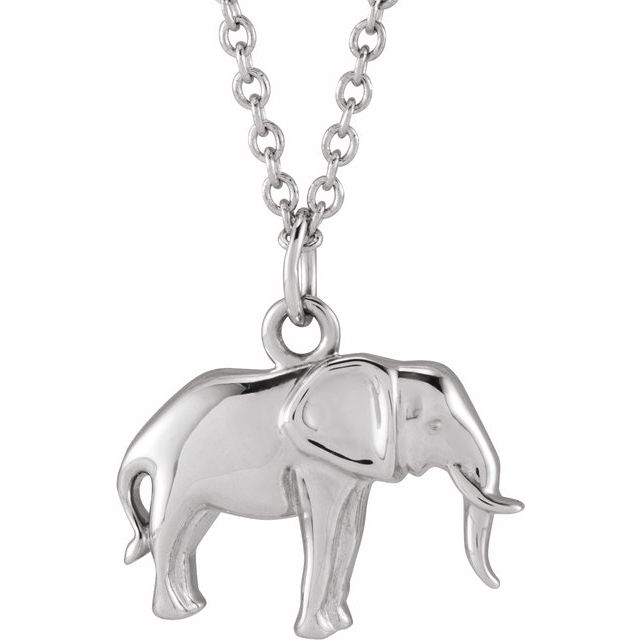 14K White Elephant 16-18' Necklace
