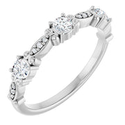 14K White 1/3 CTW Natural Diamond  Vintage-Inspired Anniversary Band