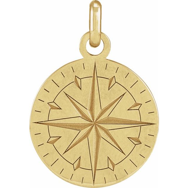 14K Yellow Compass Pendant