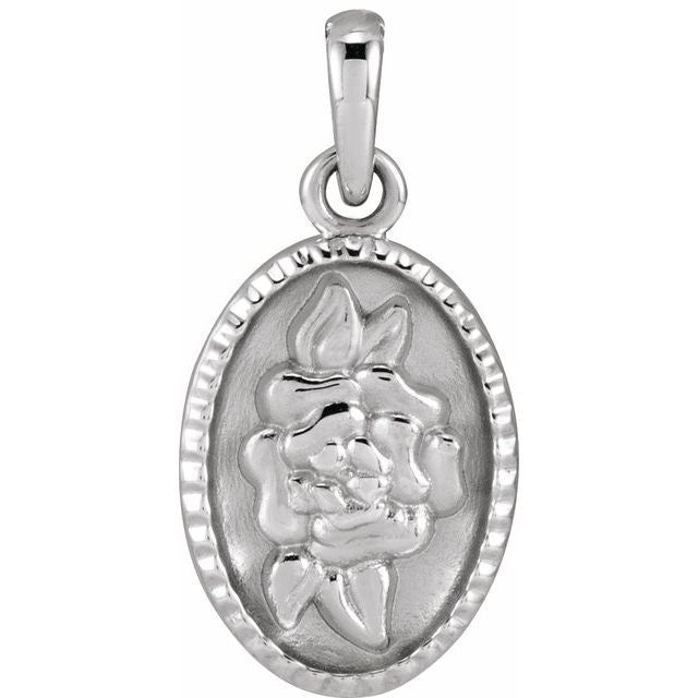 Sterling Silver Floral Coin Pendant
