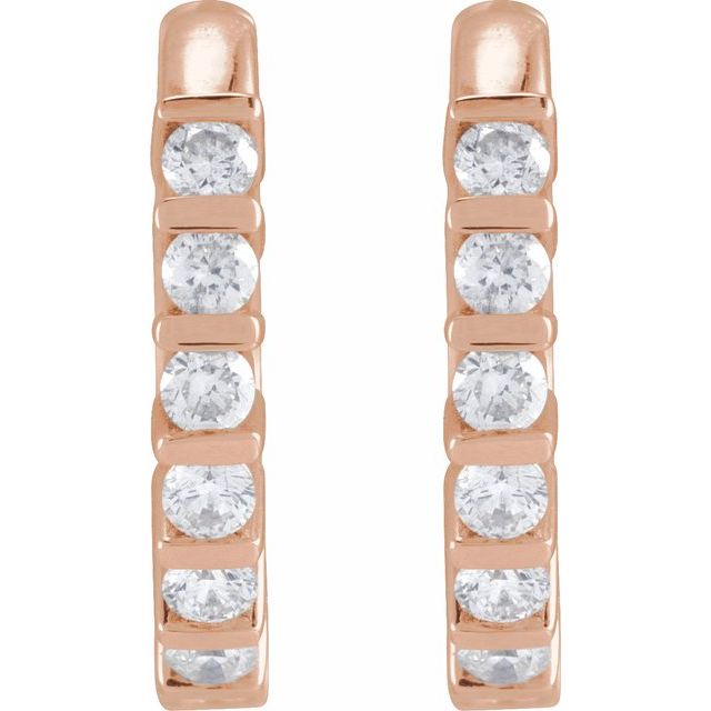 14K Rose 1/3 CTW Natural Diamond 15 mm Hinged Hoop Earrings