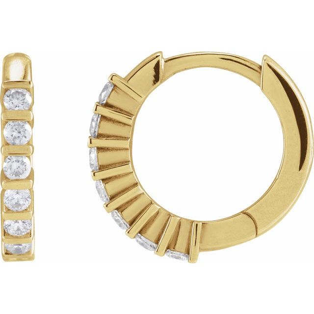 14k Yellow 1/5 Ctw Natural Diamond 12.7 Mm Hinged Hoop Earrings