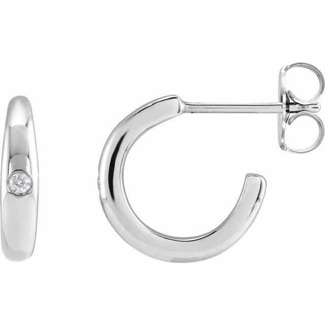 14K White .03 CTW Natural Diamond 12 mm Hoop Earrings