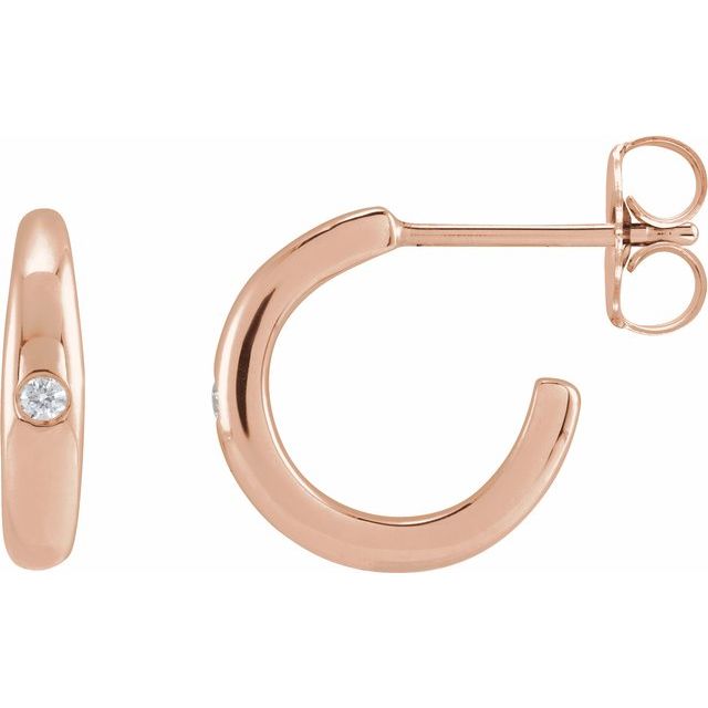 14K Rose .03 CTW Natural Diamond 12 mm Hoop Earrings