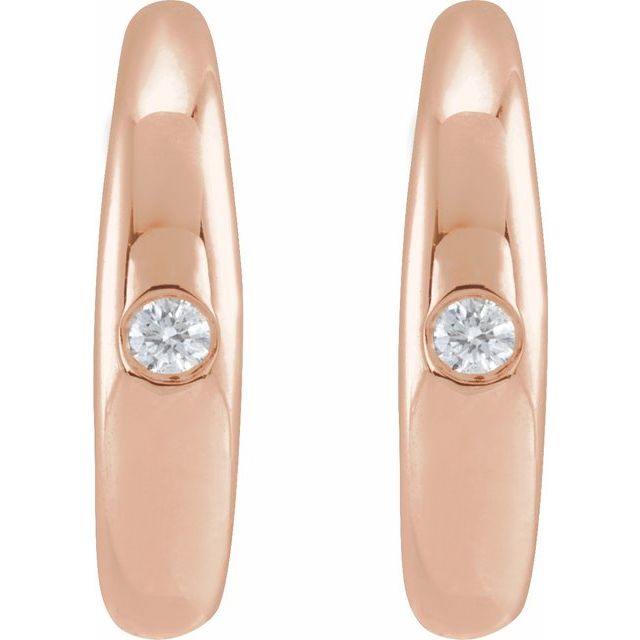 14K Rose .03 CTW Natural Diamond 12 mm Hoop Earrings