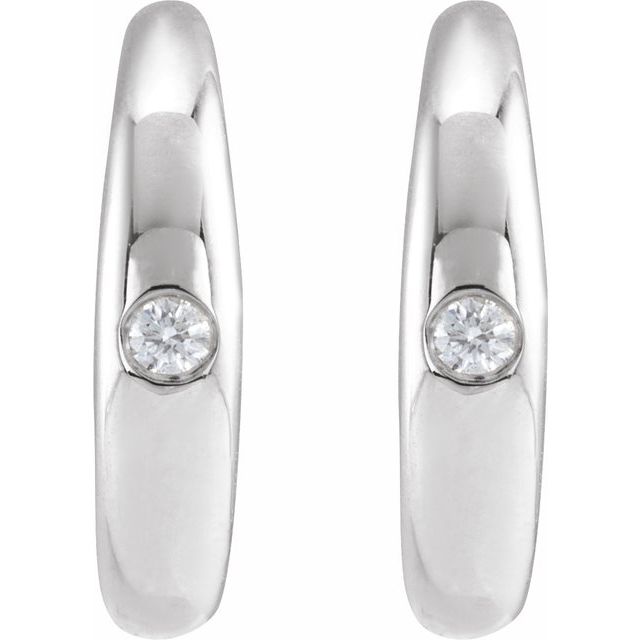 14K White .03 CTW Natural Diamond 12 mm Hoop Earrings
