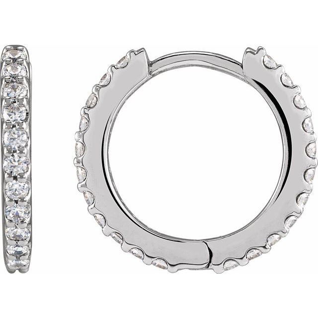 14K White 1/2 CTW Lab-Grown Diamond 13.64 mm Hoop Earrings