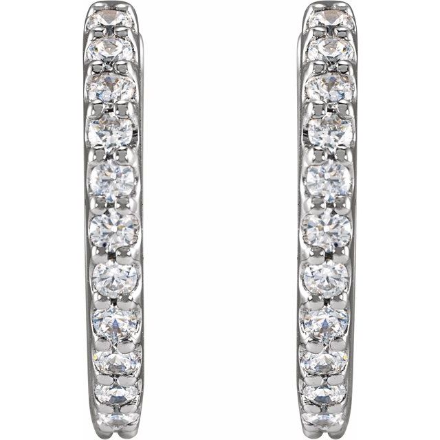 14K White 1/2 CTW Lab-Grown Diamond 13.64 mm Hoop Earrings