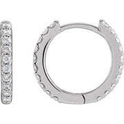 14K White 1/3 CTW Lab-Grown Diamond 12.6 mm Hoop Earrings