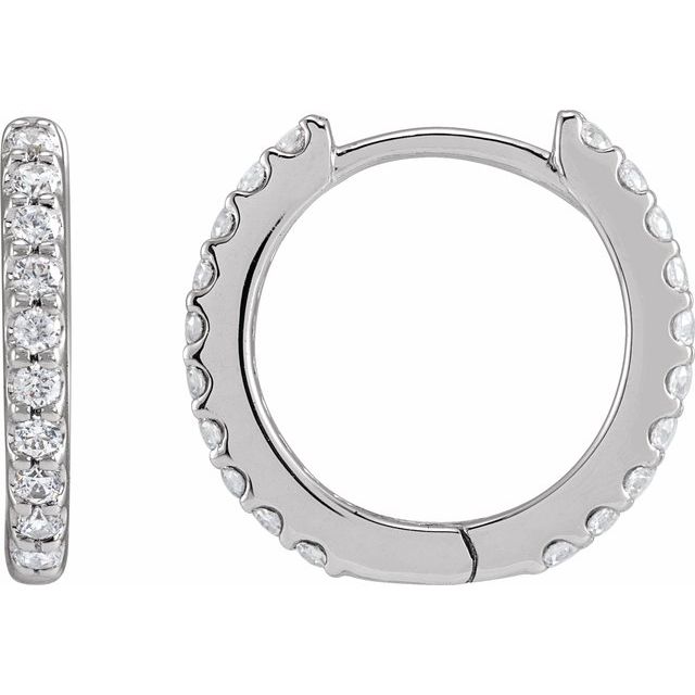 14K White 1/3 CTW Lab-Grown Diamond 12.6 mm Hoop Earrings