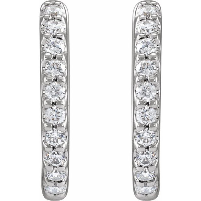 14K White 1/3 CTW Lab-Grown Diamond 12.6 mm Hoop Earrings