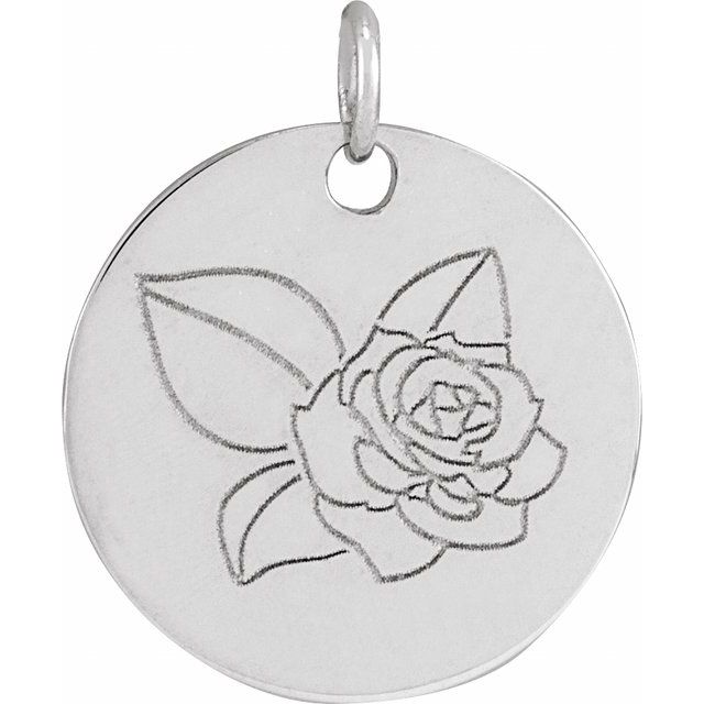 Sterling Silver Rose June Birth Flower Pendant