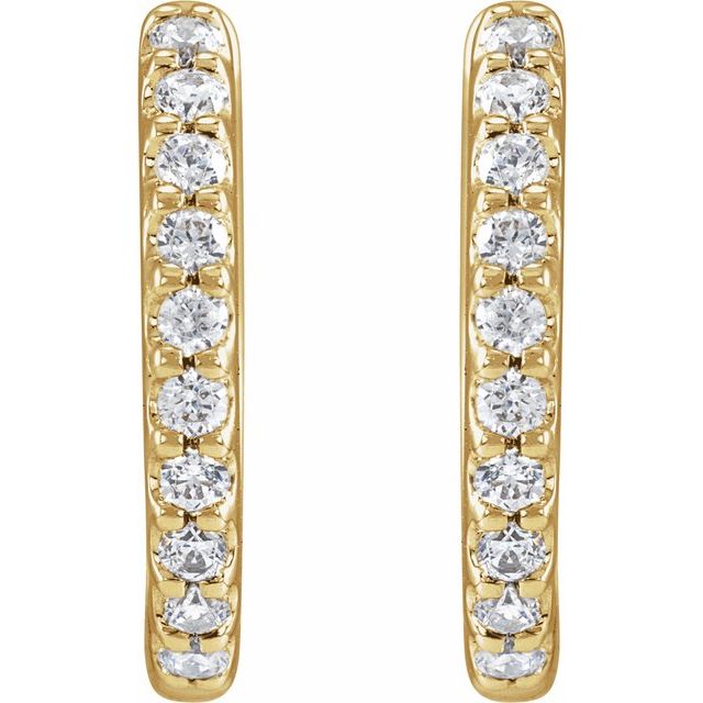 14K Yellow 1/3 CTW Lab-Grown Diamond 12.6 mm Hoop Earrings