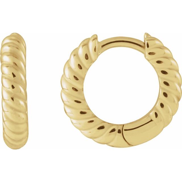 14K Yellow Right Hinged Rope Hoop Earring