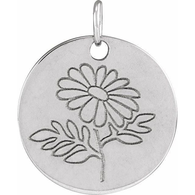 Sterling Silver Daisy April Birth Flower Pendant