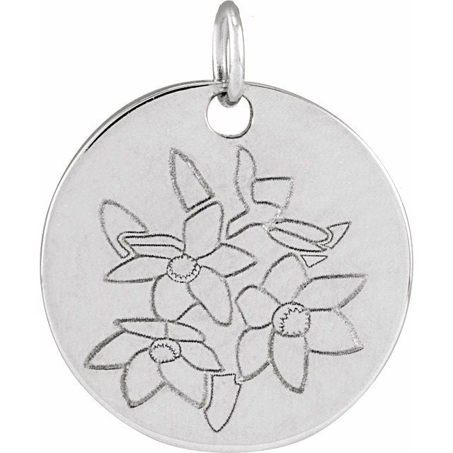 Sterling Silver Narcissus December Birth Flower Pendant