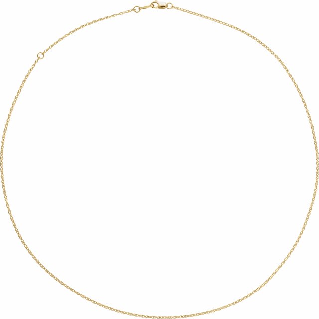 18K Yellow  1.25 mm Rope Adjustable 16-18' Chain