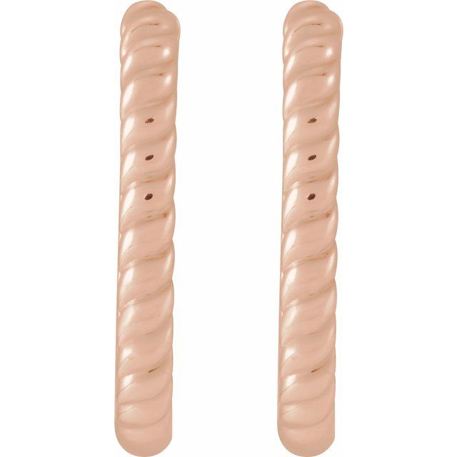 14k Rose Elongated Oval 20 Mm Rope Hoop Earrings