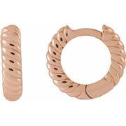14K Rose Right Hinged Rope Hoop Earring