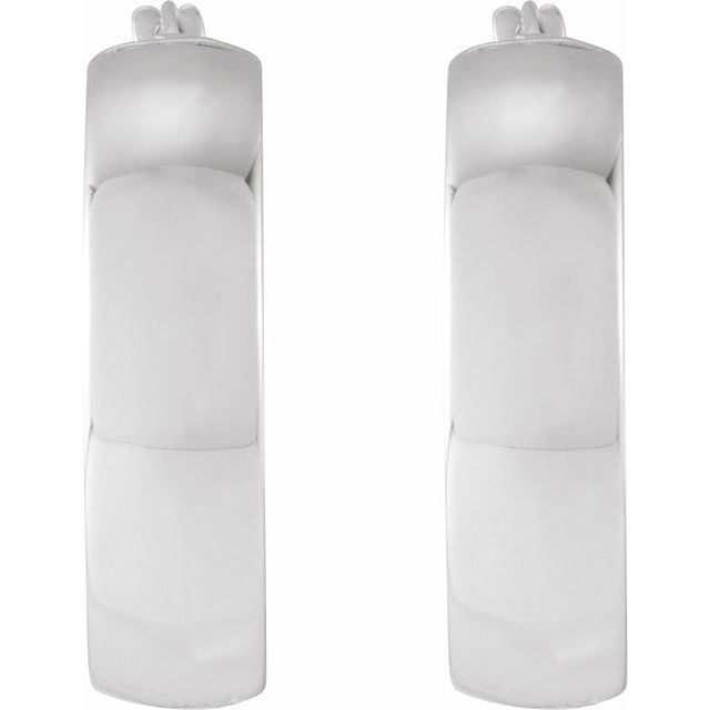 14K White 20 mm Tube Hoop Earrings