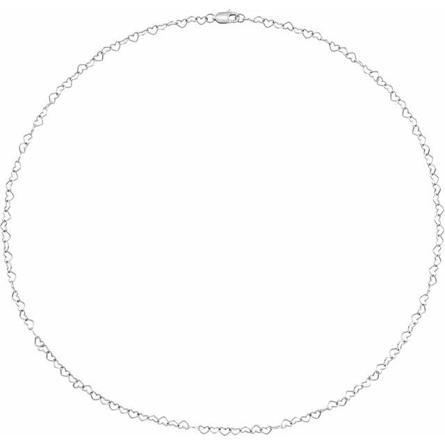 Sterling Silver 3.2 mm Heart 20' Chain