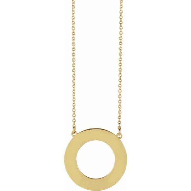 14K Yellow Engravable Circle 16' Necklace