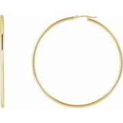 14K Yellow Tube 60 mm Hoop Earrings