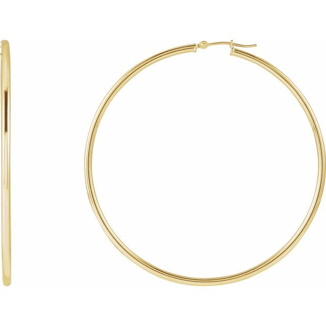 14K Yellow Tube 60 mm Hoop Earrings