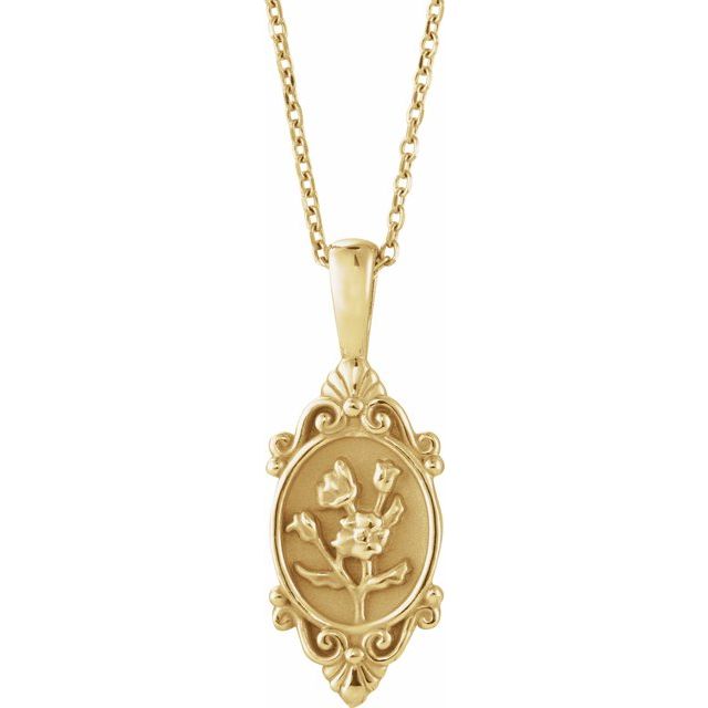 14K Yellow Vintage-Inspired Floral 16-18' Necklace
