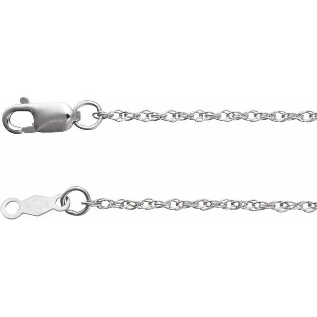 18K White 1.25 mm Rope Adjustable 16-18' Chain