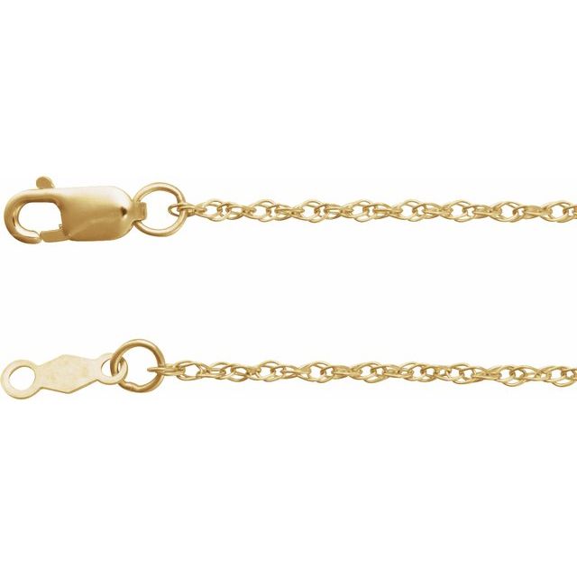 18K Yellow  1.25 mm Rope Adjustable 16-18' Chain