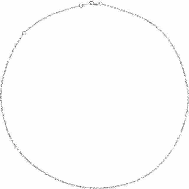 18K White 1.25 mm Rope Adjustable 16-18' Chain