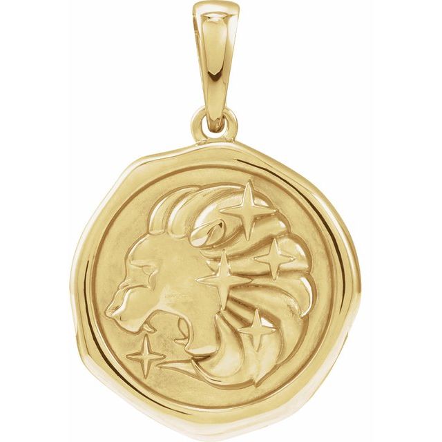 14K Yellow Lion Spirit Animal Pendant