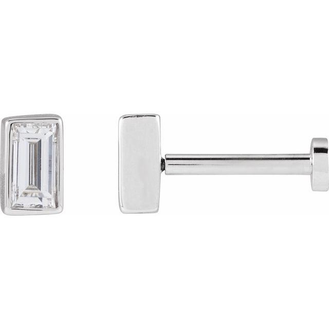 14K White 1/8 CT Natural Diamond Stud Earring