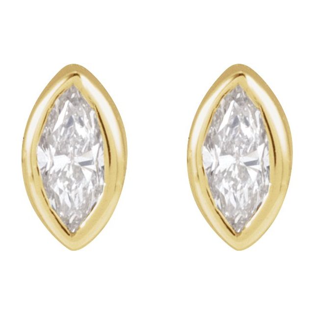 14k Yellow .02 Ct Natural Diamond Press Fit Back Stud Earring