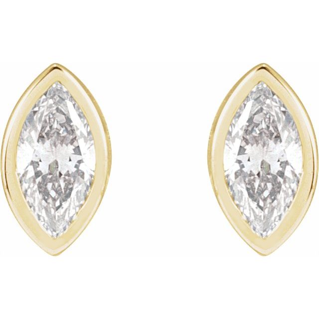 14k Yellow .05 Ct Natural Diamond Press Fit Back Stud Earring