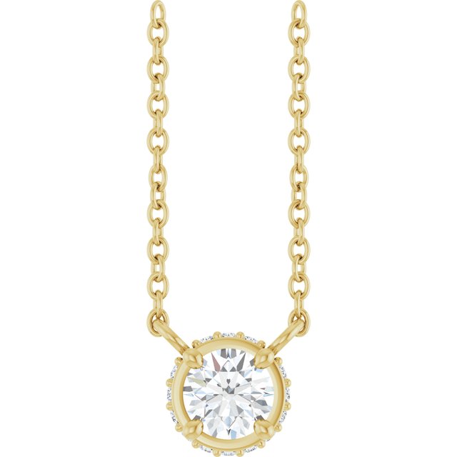 14K Yellow 1/4 CTW Natural Diamond Hidden Halo 18' Necklace