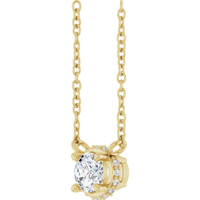 14K Yellow 1/4 CTW Natural Diamond Hidden Halo 18' Necklace