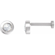 14K White 1/10 CT Rose-Cut Natural Diamond Press Fit Back Stud Earring