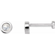 14K White .06 CT Rose-Cut Natural Diamond Press Fit Back Stud Earring