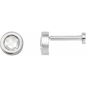 14K White 1/8 CT Rose-Cut Natural Diamond Press Fit Back Stud Earring