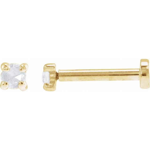 14k Yellow .02 Ct Rose-cut Natural Diamond Press Fit Back Stud Earring