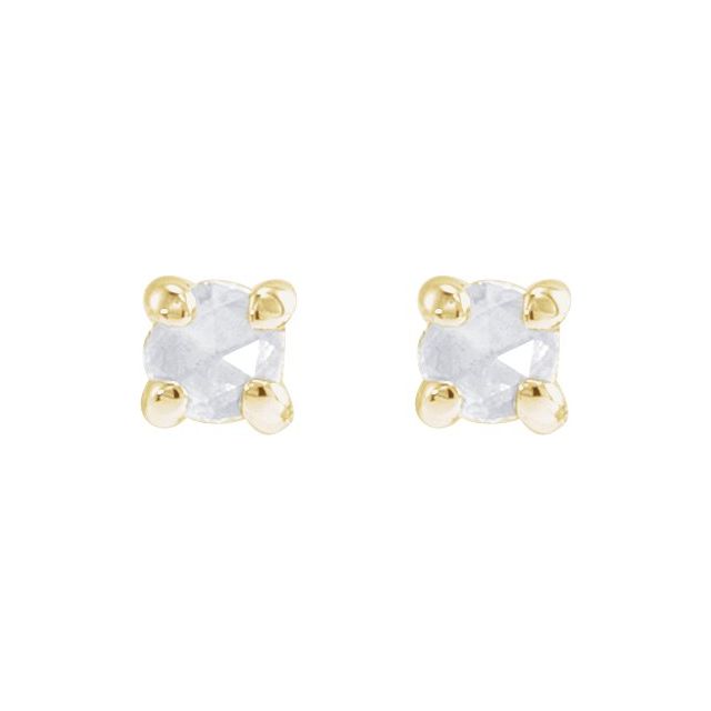 14k Yellow .02 Ct Rose-cut Natural Diamond Press Fit Back Stud Earring