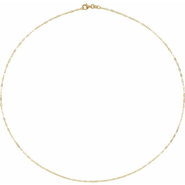 14K Yellow 1.25 mm Paperclip-Style 18' Chain