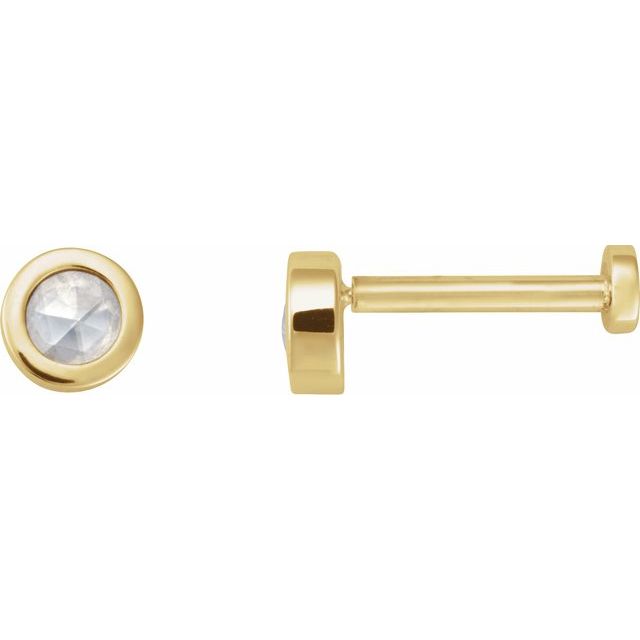 14K Yellow .06 CT Rose-Cut Natural Diamond Press Fit Back Stud Earring