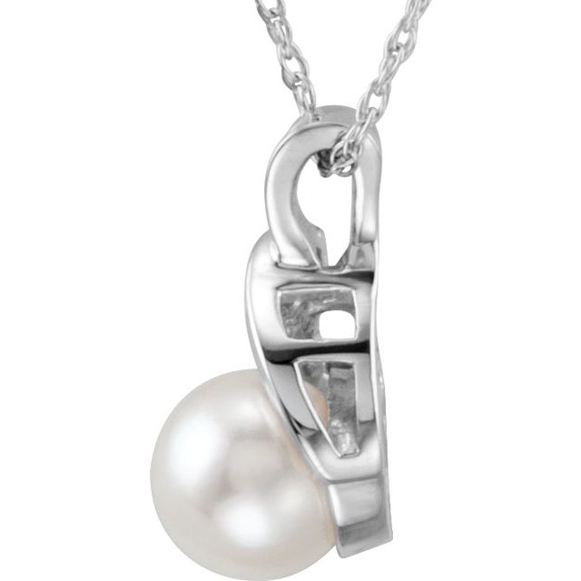14K White Cultured White Akoya Pearl 18' Necklace