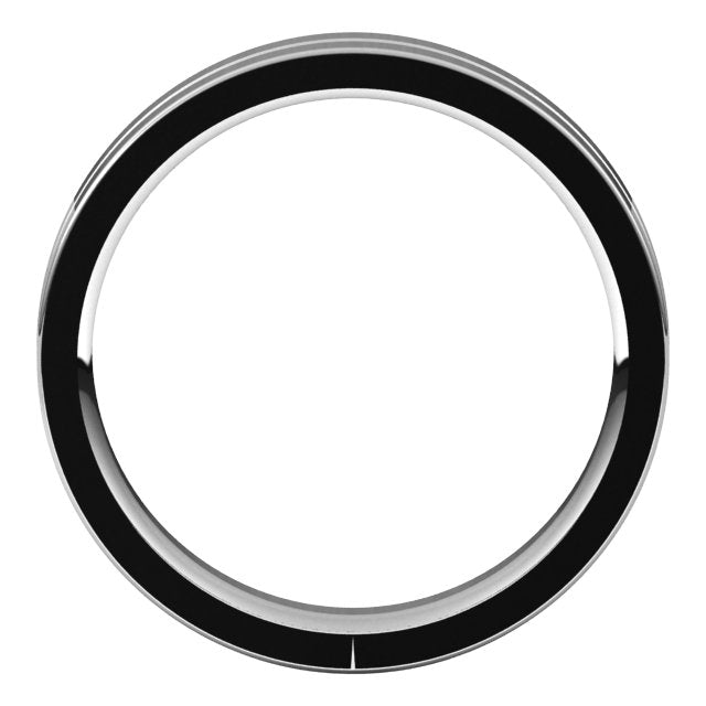 14K White 4 mm Grooved Flat Comfort Fit Band Size 7