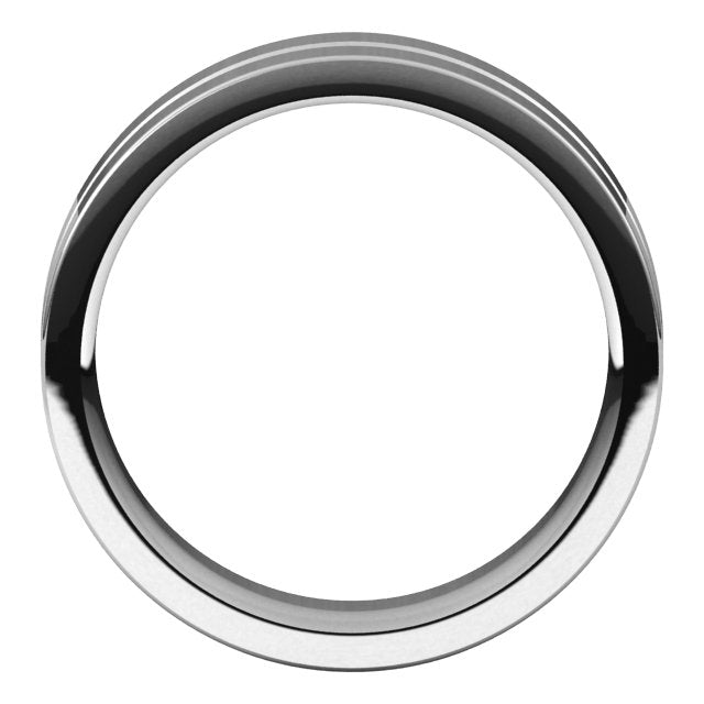 14K White 6 mm Grooved Flat Comfort Fit Band Size 7