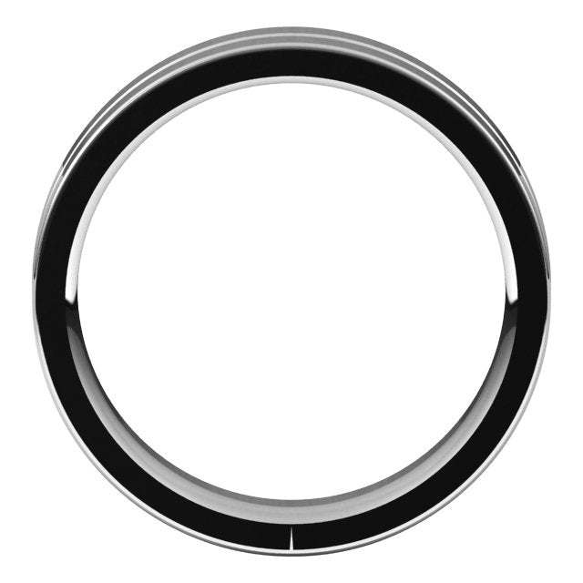 14K White 5 mm Grooved Flat Comfort Fit Band Size 8